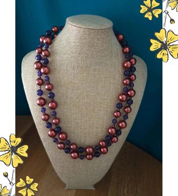 Collier bordeaux & violet double rang – Perles fantaisie – Élégance colorée