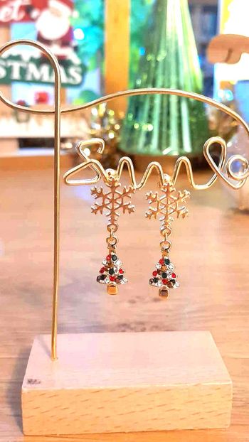 Bijoux Noël | Boucles d’Oreilles neuves Flocons et Sapin de Noël