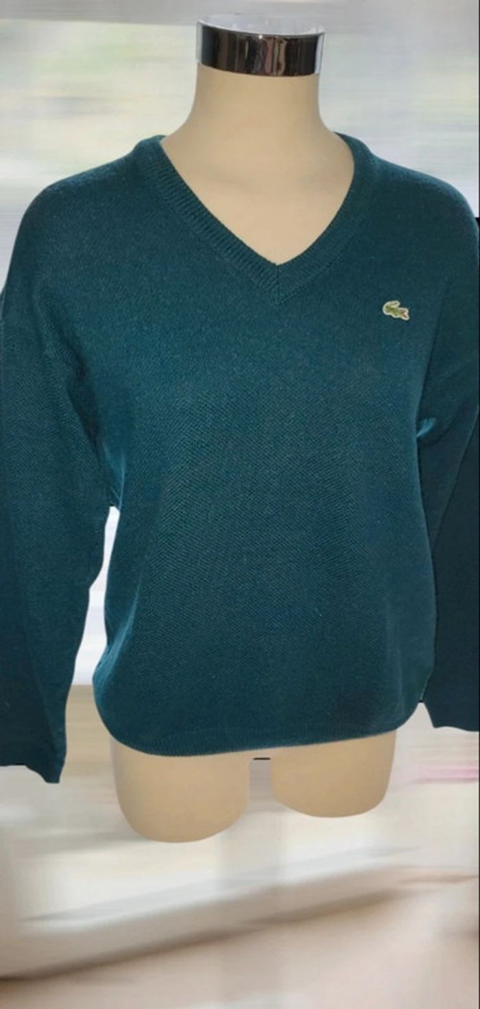 👕 Pull Lacoste vert foncé – col V – taille L - photo numéro 2