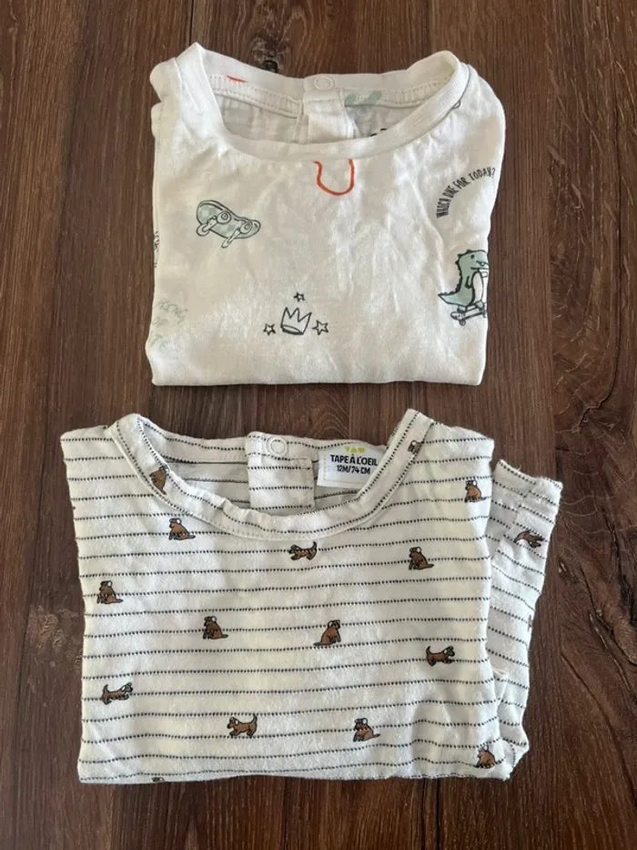 Lot de 2 tee-shirts 12 mois