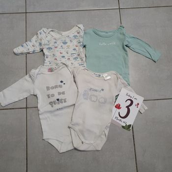 Lot de 4 bodies manche longue taille 3 mois