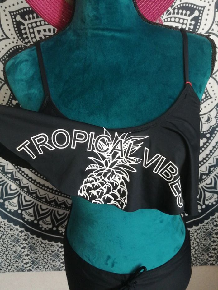 Brassière de maillot de bain noire à volant ananas / fb sister / (L) - photo numéro 3