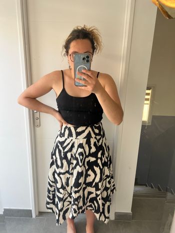 Jupe asymétrique blanche et noire fluide Edji taille s 