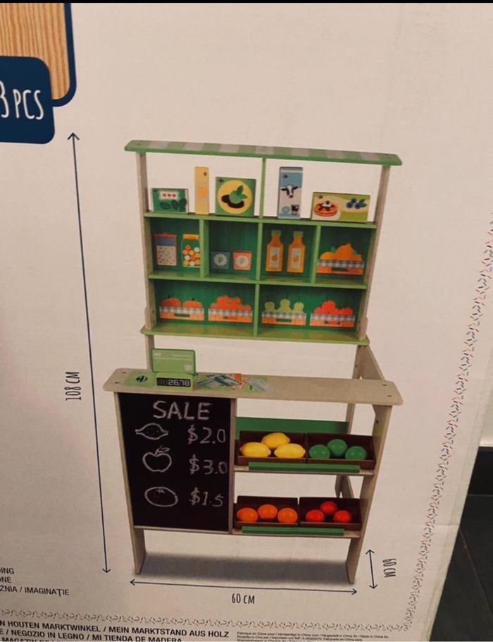 Jeux enfant mon marché en bois neuf - photo numéro 2