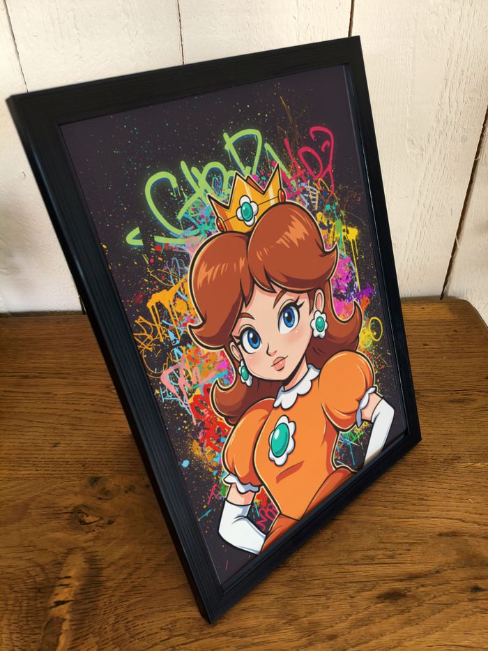 Affiche poster A4 (21×29,7 cm) Princesse Daisy Mario art mural street art coloré déco chambre - photo numéro 2