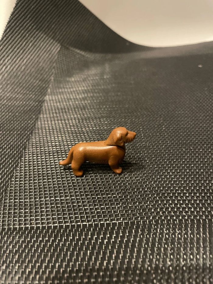 Playmobil figurine chien Teckel poils longs marron animaux domestiques