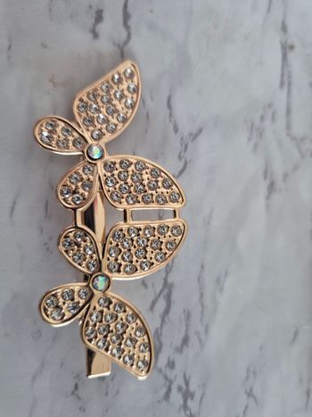Barrette dore 2 papillon strass