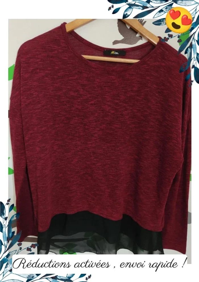Pull bordeau femme - photo numéro 2