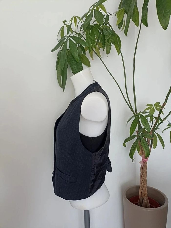 Gilet de costume femme Zara noir à rayures taille Xl - photo numéro 3