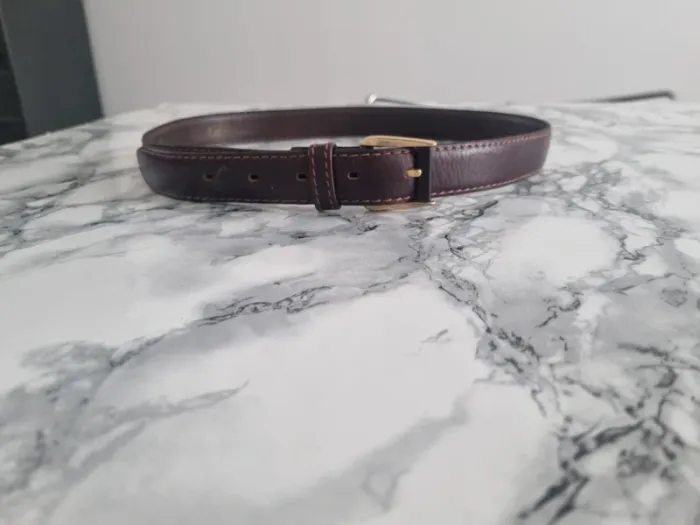 Ceinture en cuir marron et dore vintage - photo numéro 3