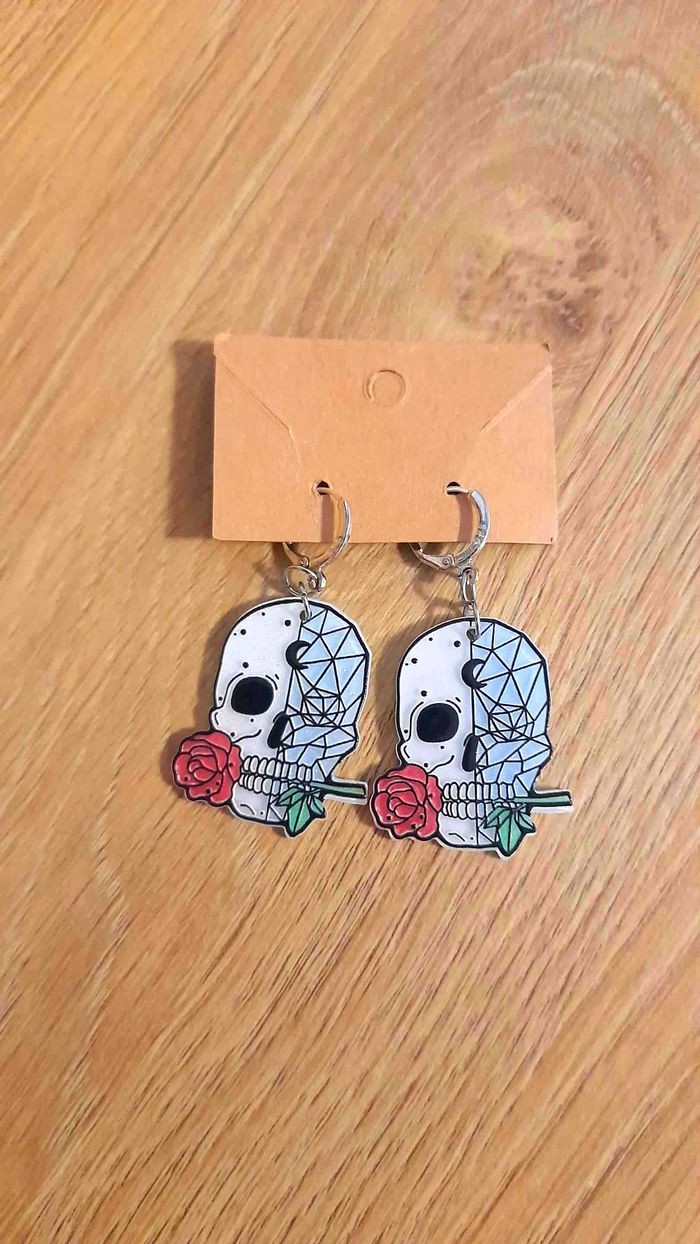 Boucles d'oreilles Halloween Tête de mort - photo numéro 2