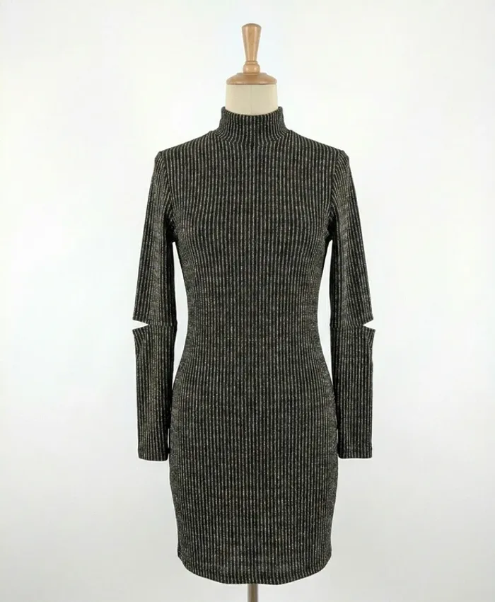 Robe noire à rayures dorées & découpes manches - H&M Divided 34 (XS)