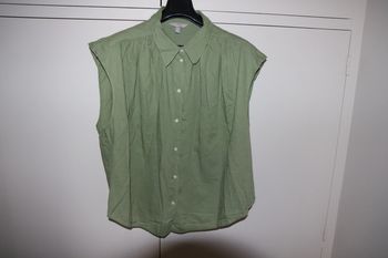 H&M - Chemise kaki sans manches en lin mélangé