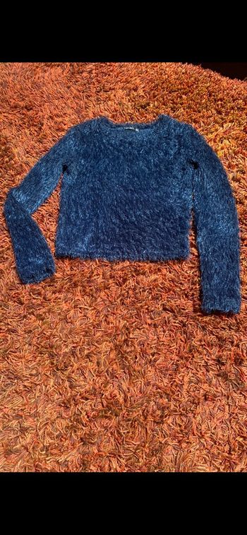 Pull à poils noir bleuté col rond