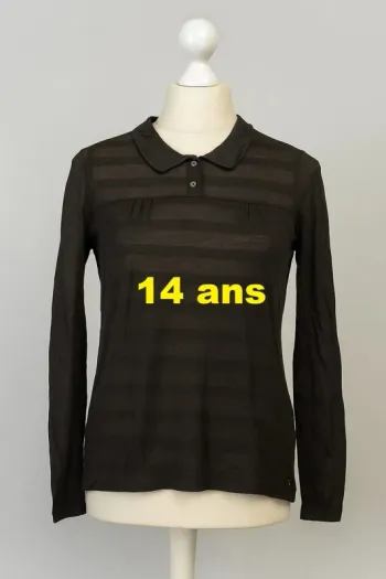 Tee shirt manche longue semi transparent gris foncé La Fée Maraboutée Taille 14 ans