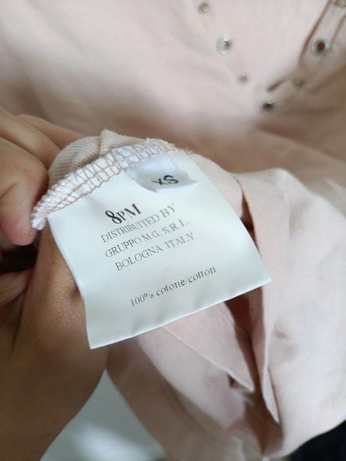 T-shirt rose poudré OPM à œillets - photo numéro 4