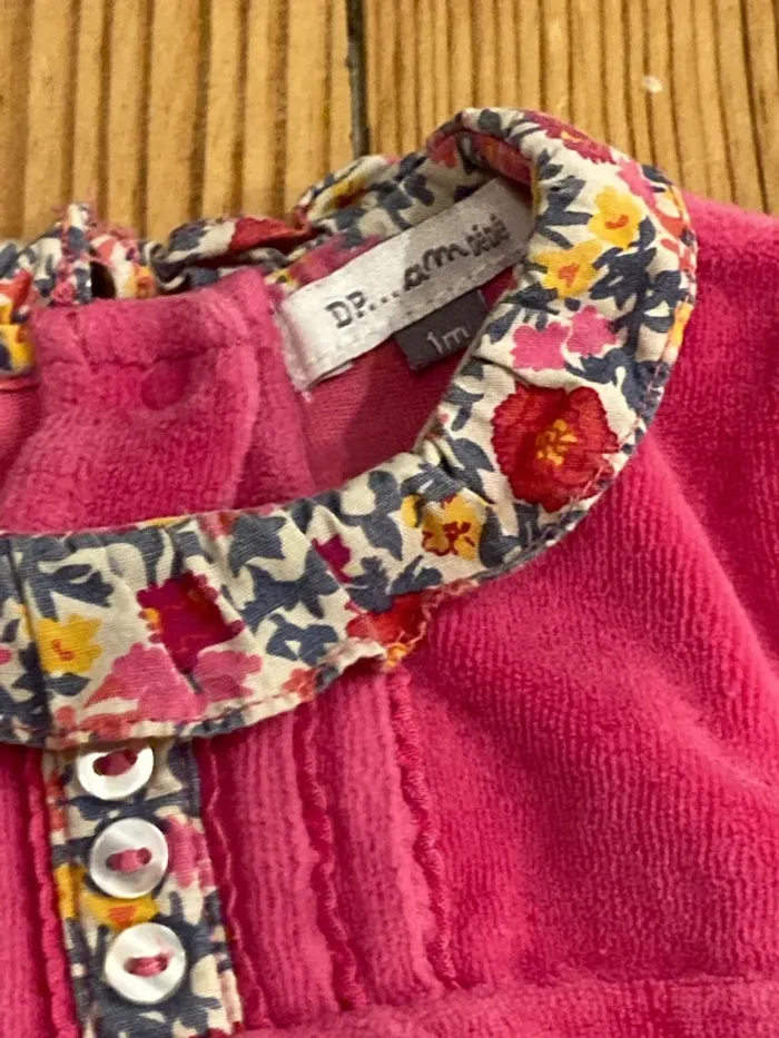 Pyjamas naissance et 1 mois fille en velours - photo numéro 7