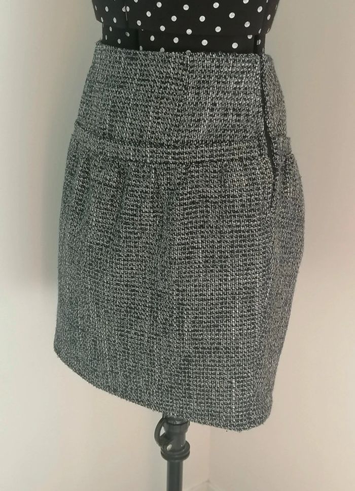 Mini-jupe effet tweed bleu marine blanc argenté Taille S Nafnaf - photo numéro 5