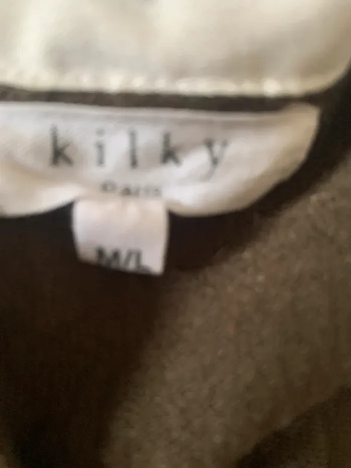 Robe pull Kilky taille M-L kaki perle au col blanc - photo numéro 9