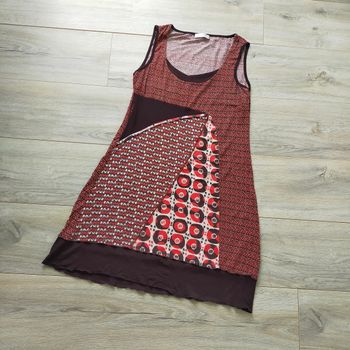 Robe d'hiver femme cache cache taille 38 multicolore marron orange blanc a motifs