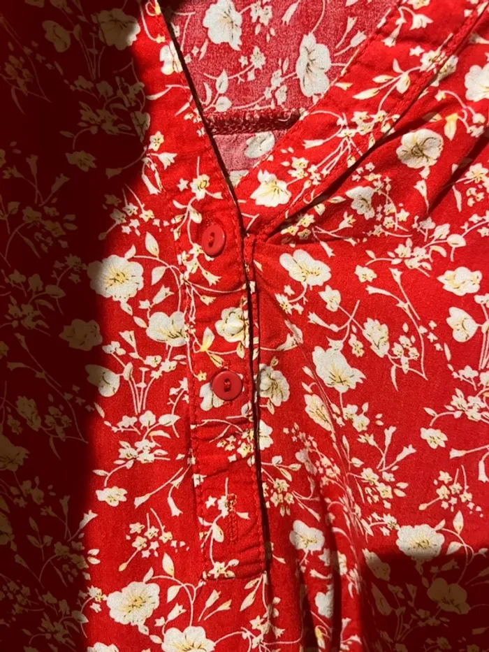 Blouse christy fleuri rouge - photo numéro 3