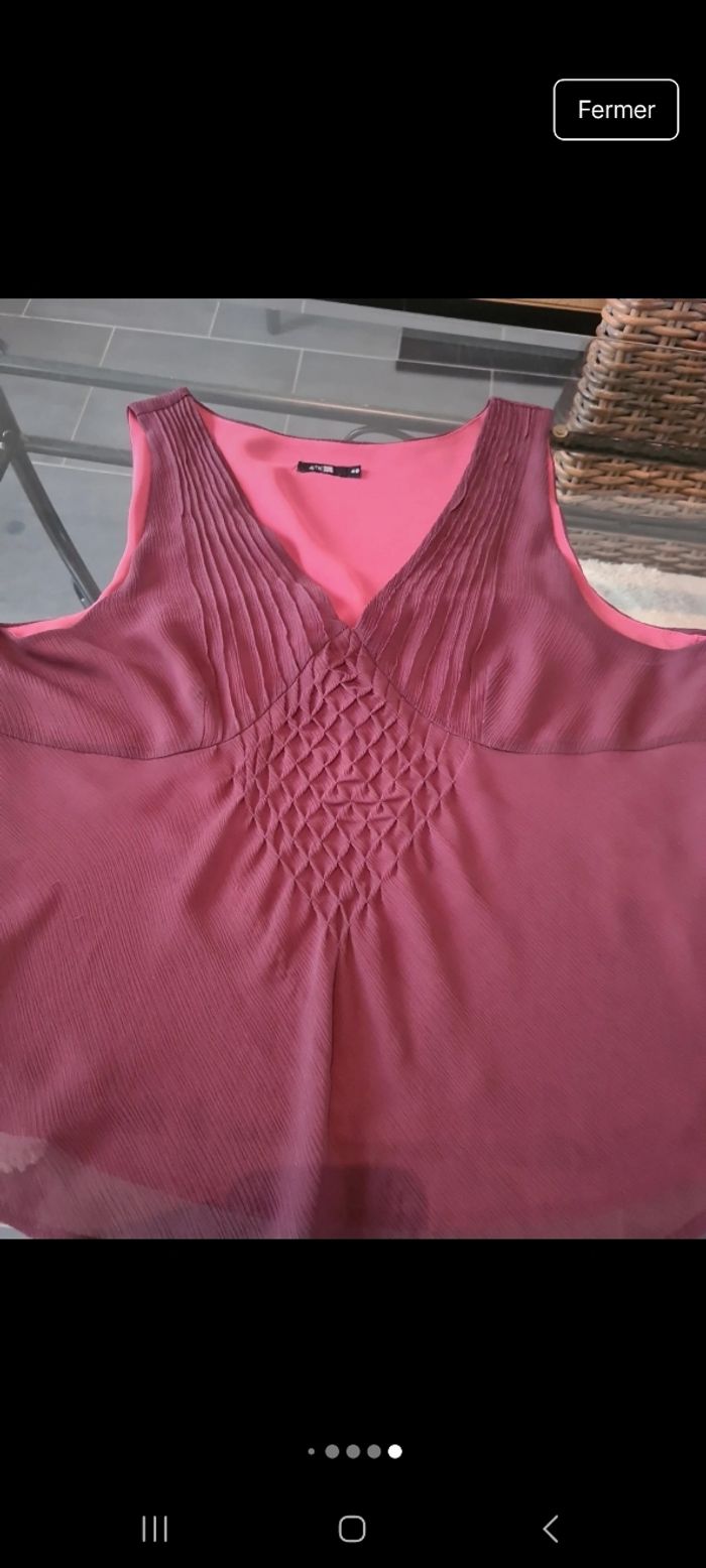 Blouse sans manche tout en voile double bordeau - photo numéro 6