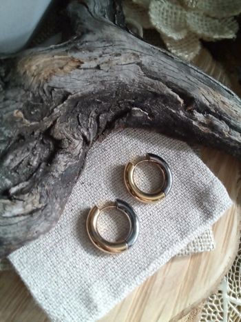 Créoles bicolores dorées argentées