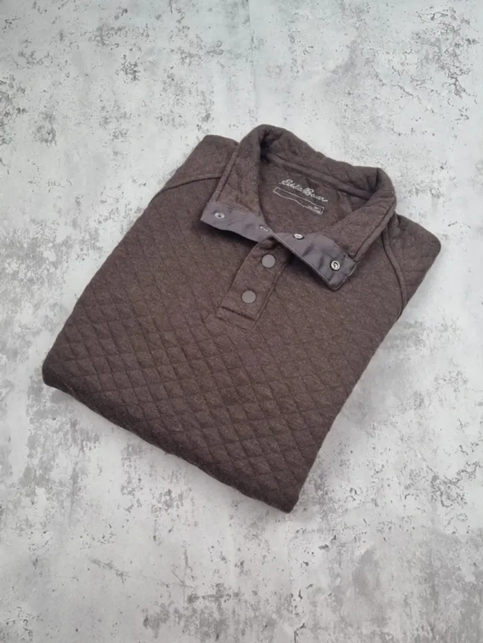 Sweat 1/4 boutons Eddie Bauer marron – Taille L Hommes