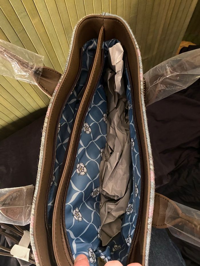 Sac Cabas Moon & National Trust - Tweed Laine Rose/Bleu Écossais - Neuf - photo numéro 8