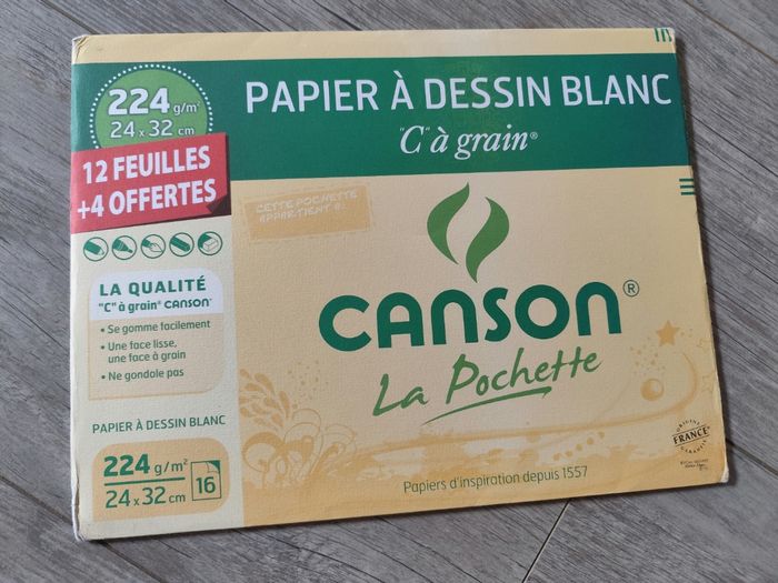 6 feuilles de dessin canson 224 g