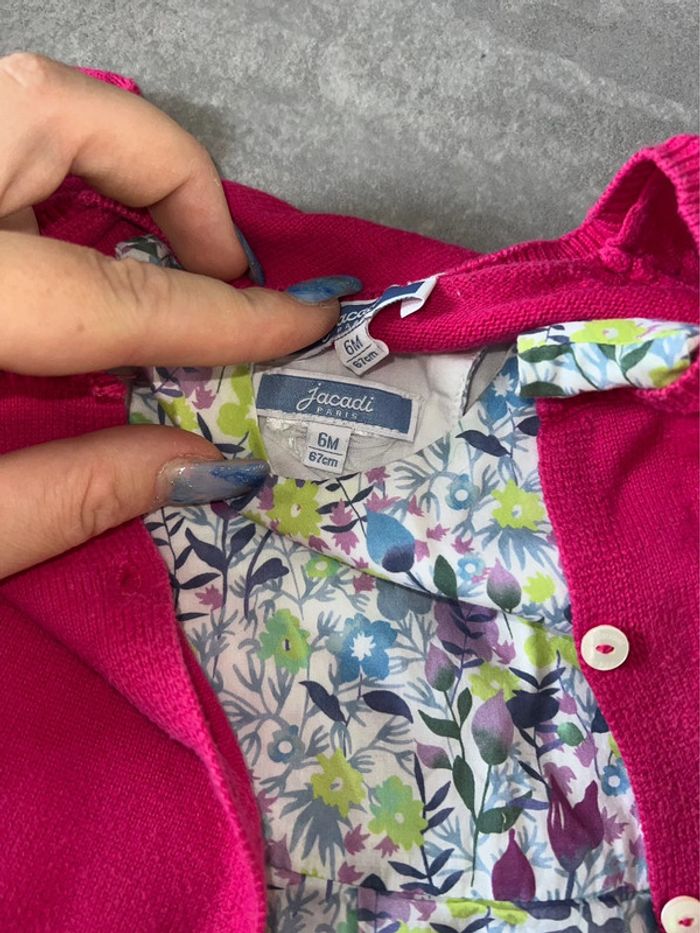 Ensemble 6 mois Liberty jacadi robe gilet bandeau été dos nu fille - photo numéro 5