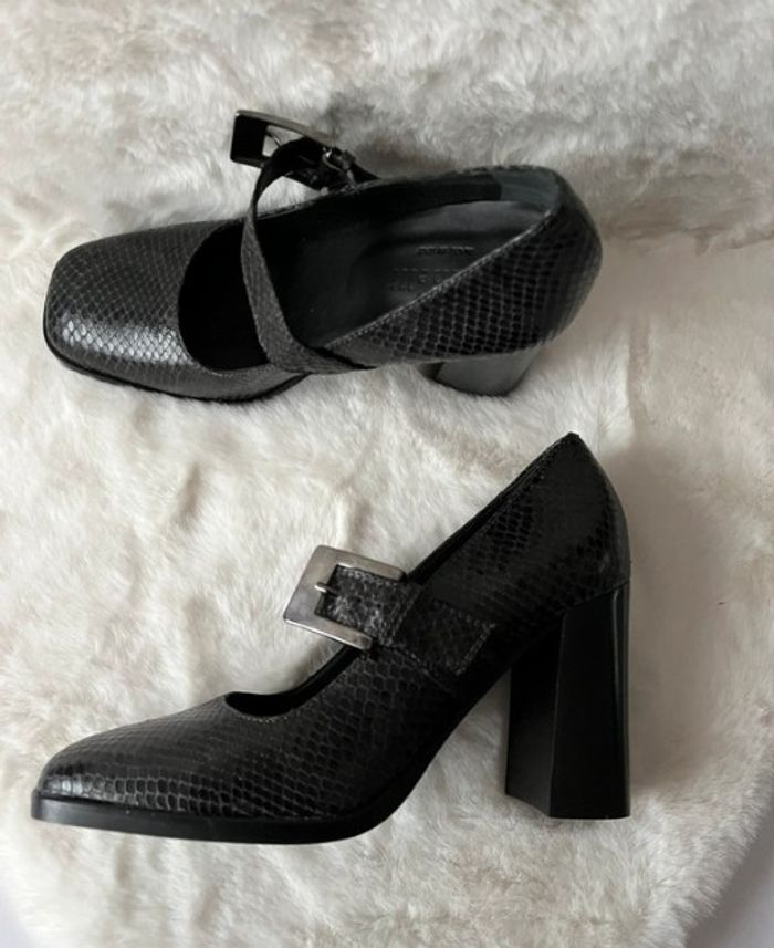 Escarpins noires avec brides en cuir Philippine Minelli 38 Talons 9 cm - photo numéro 6