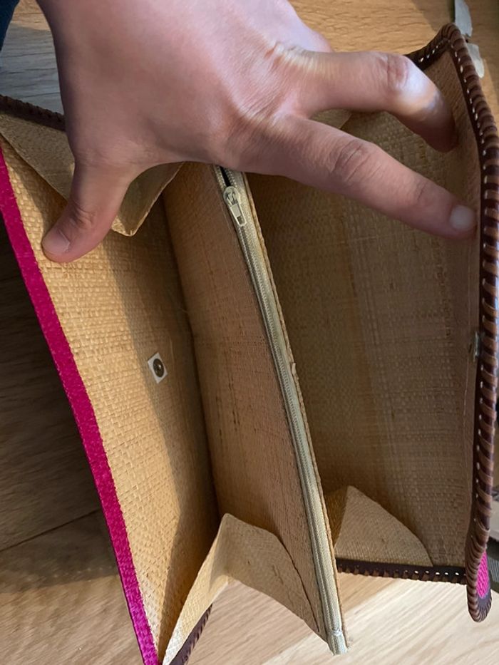 Pochette en paille rose - photo numéro 4