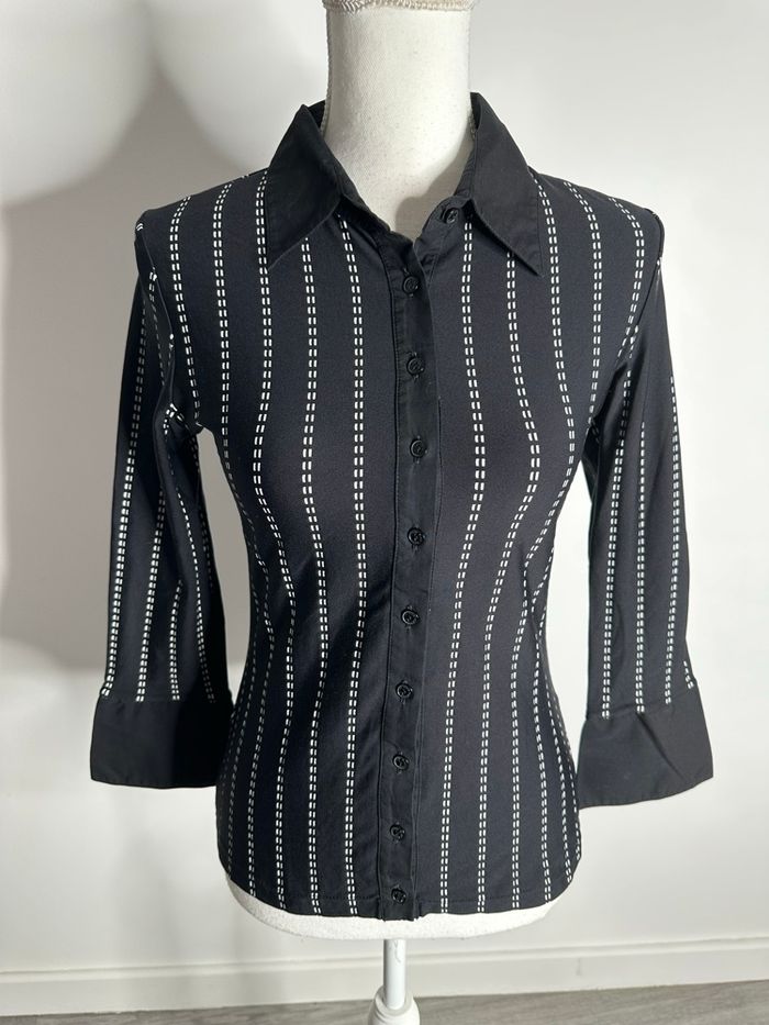Chemisier noir et blanc Anne Fontaine T2 38 M