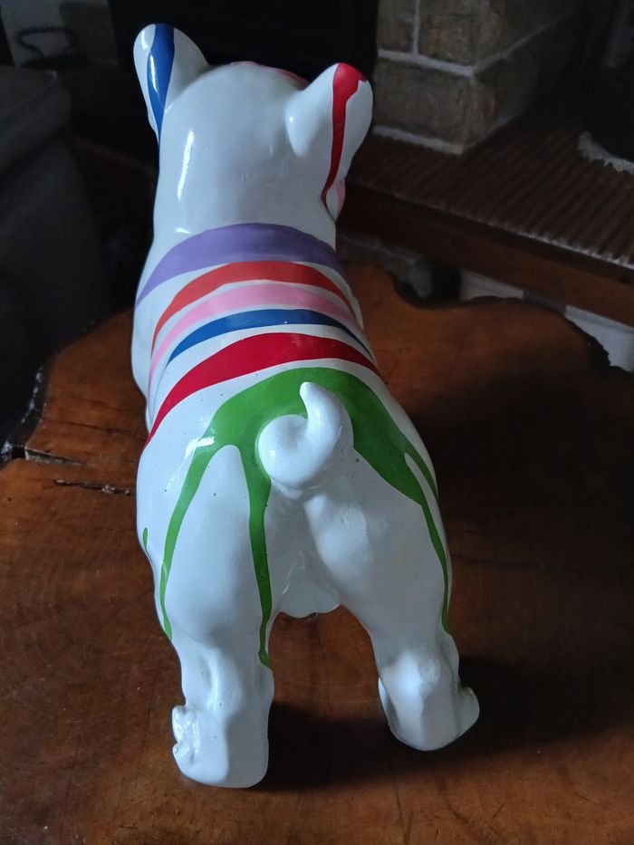 Statuette bouledogue blanc peint - photo numéro 4