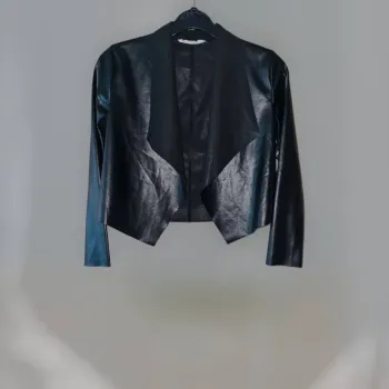 veste noire simili cuir PU fille 8 ans