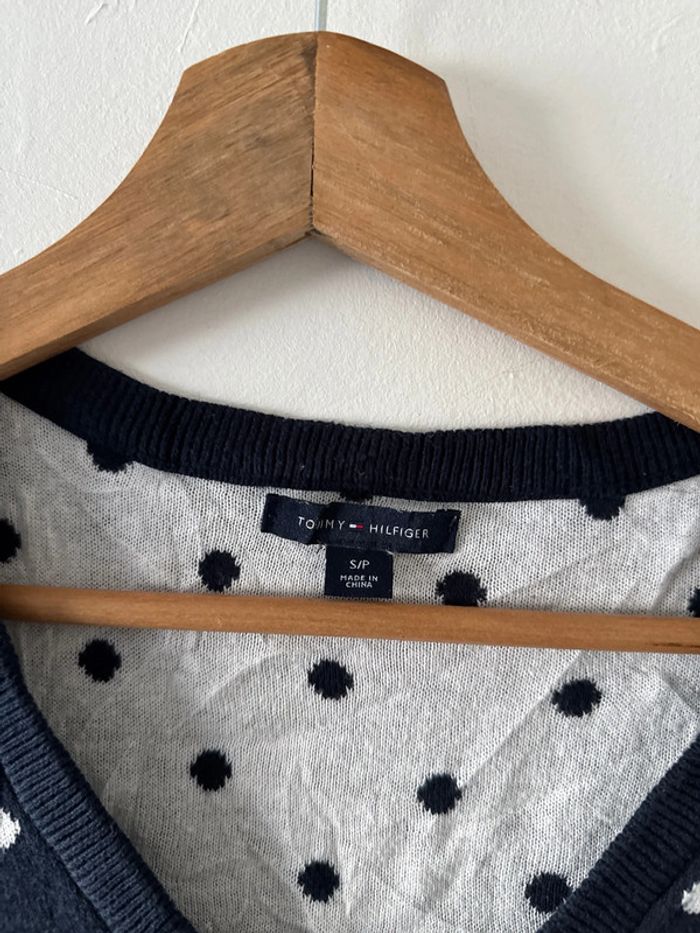 Pull col V femme Tommy Hilfiger à pois – Taille S - photo numéro 3