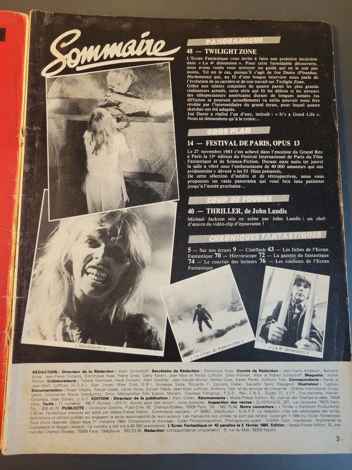 L'écran fantastique #41 - Janvier 1984
Thriller - Michael Jackson
La 4ème dimension - photo numéro 2
