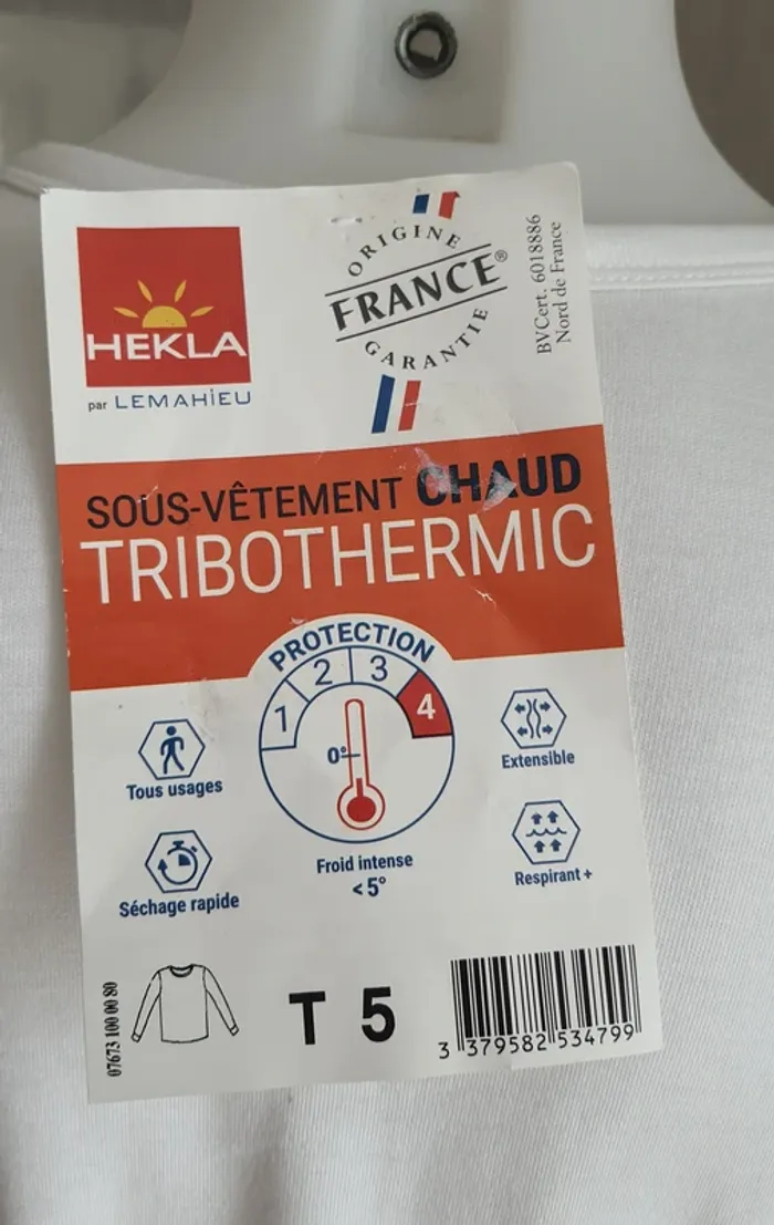 Tee-shirt tribothermic blanc "Hekla par Lemahieu" taille5/ XL neuf - photo numéro 5