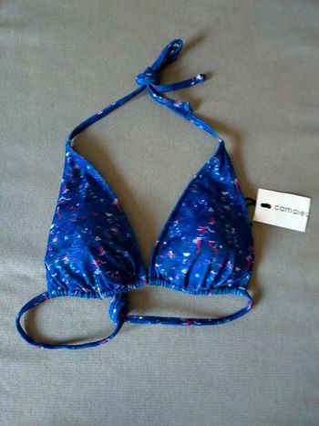 Haut de bikini Camaïeu – Bleu à motifs – Taille 40