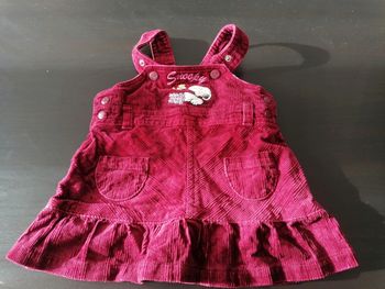 Robe hiver bébé fille velour bordeaux Snoopy