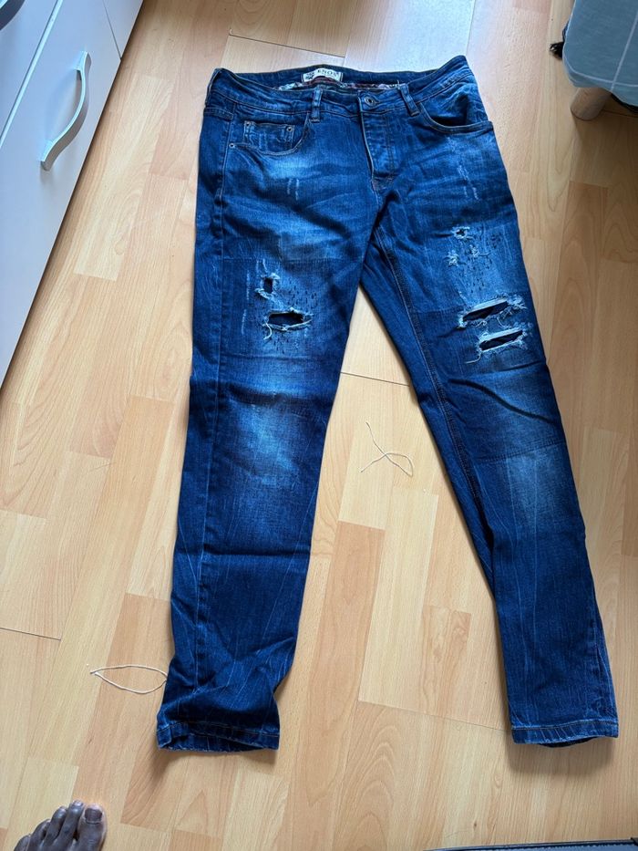 Jeans bleu déchiré pour homme - photo numéro 3