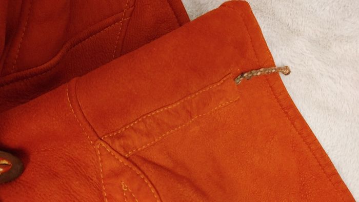 Beau manteau vintage orange foncé peau de mouton retourné shearling montone sheepskin - photo numéro 4