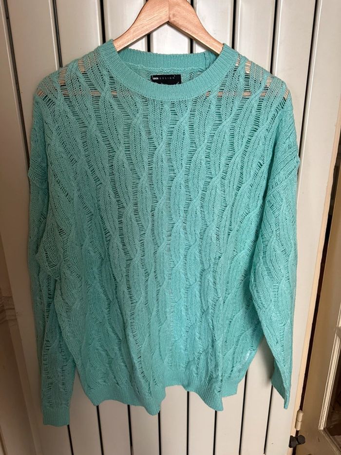Pull en mailles larges turquoise asos L