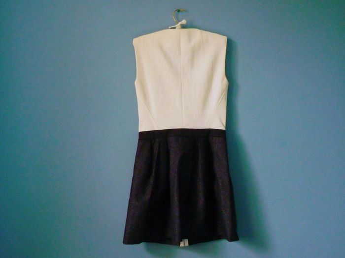 Robe zippée femme maje S 36 fêtes blanc noir paillettes TBE - photo numéro 6