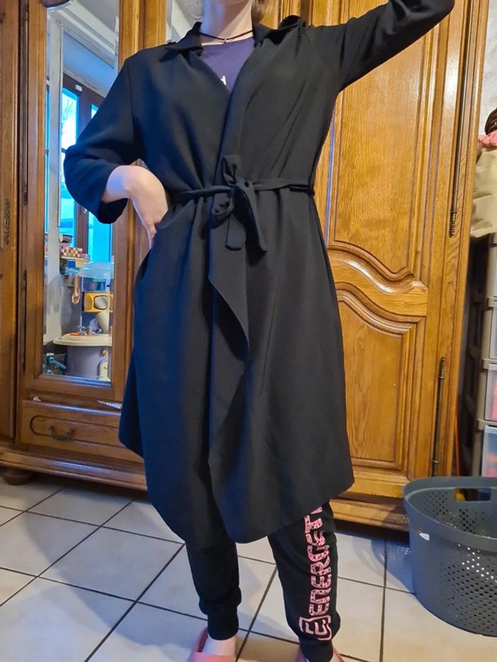 Veste longue à nouer noire longue italy - photo numéro 3