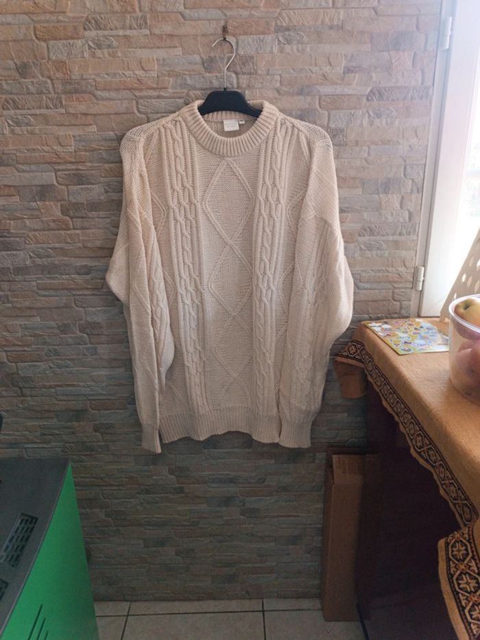 Pull crème à torsades XL