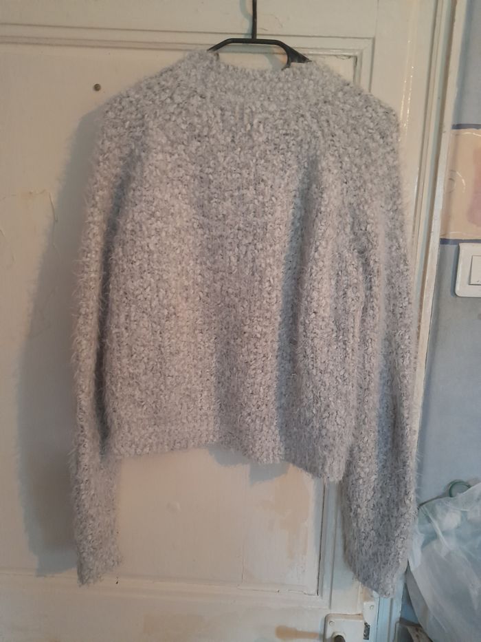 Pull en maille gris chiné, marque FB sister, taille XS - photo numéro 3