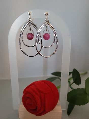 Clips acier silver et tourmaline pasteque