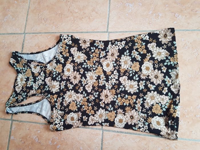 Débardeur long femme 38 (M) noir fleuri Ardene Basic - photo numéro 4